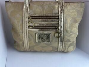 Vitange Coach Poppy Op Art Glam Tote Gold Metallic Ja Handbag